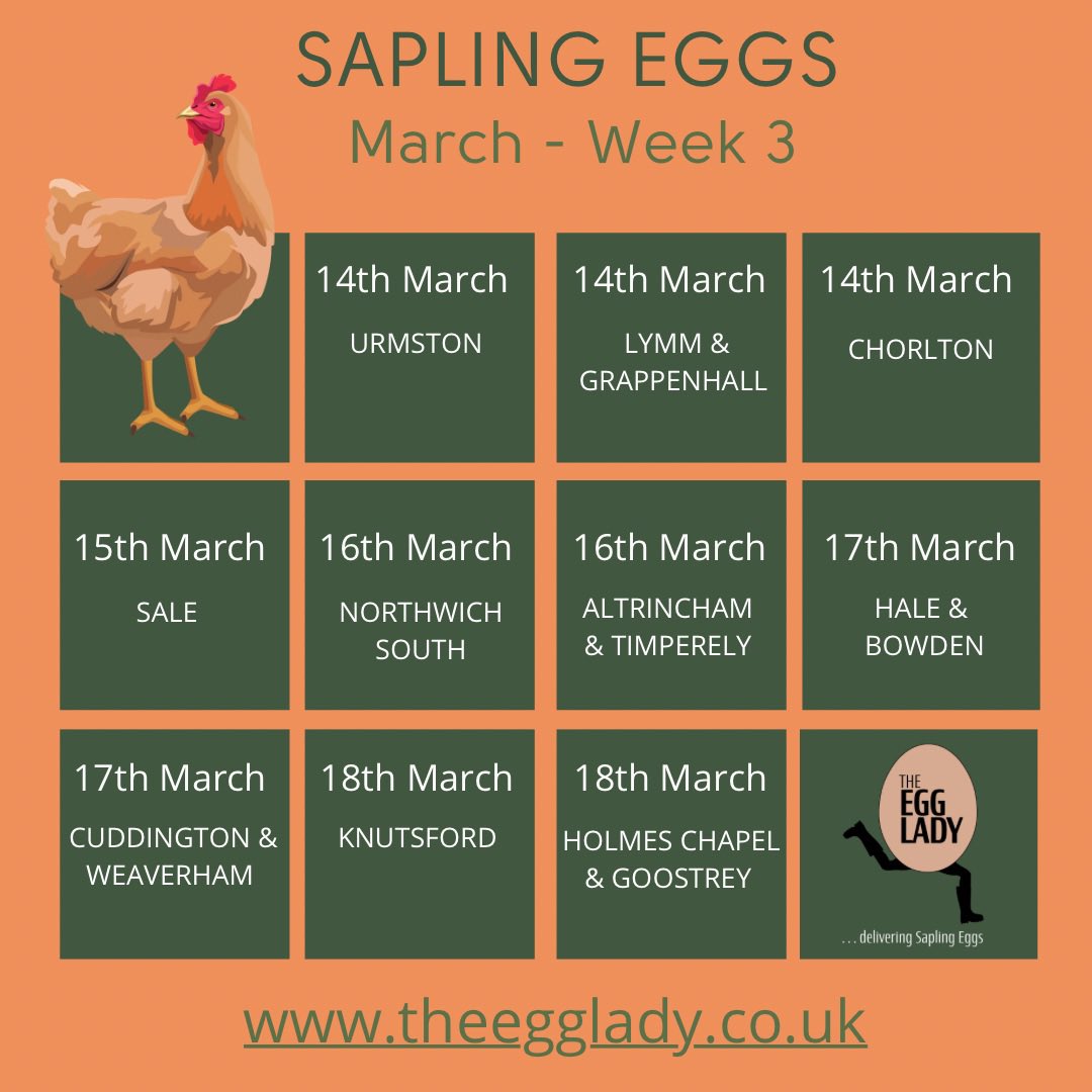 Did everyone enjoy their weekend? Dates and deliveries for the coming week are listed below. There is still time to get your orders in via the website for delivery this week. 😊 #healthyeating #trafford #doorstepdelivery #freshproduce #localproduce #freerange