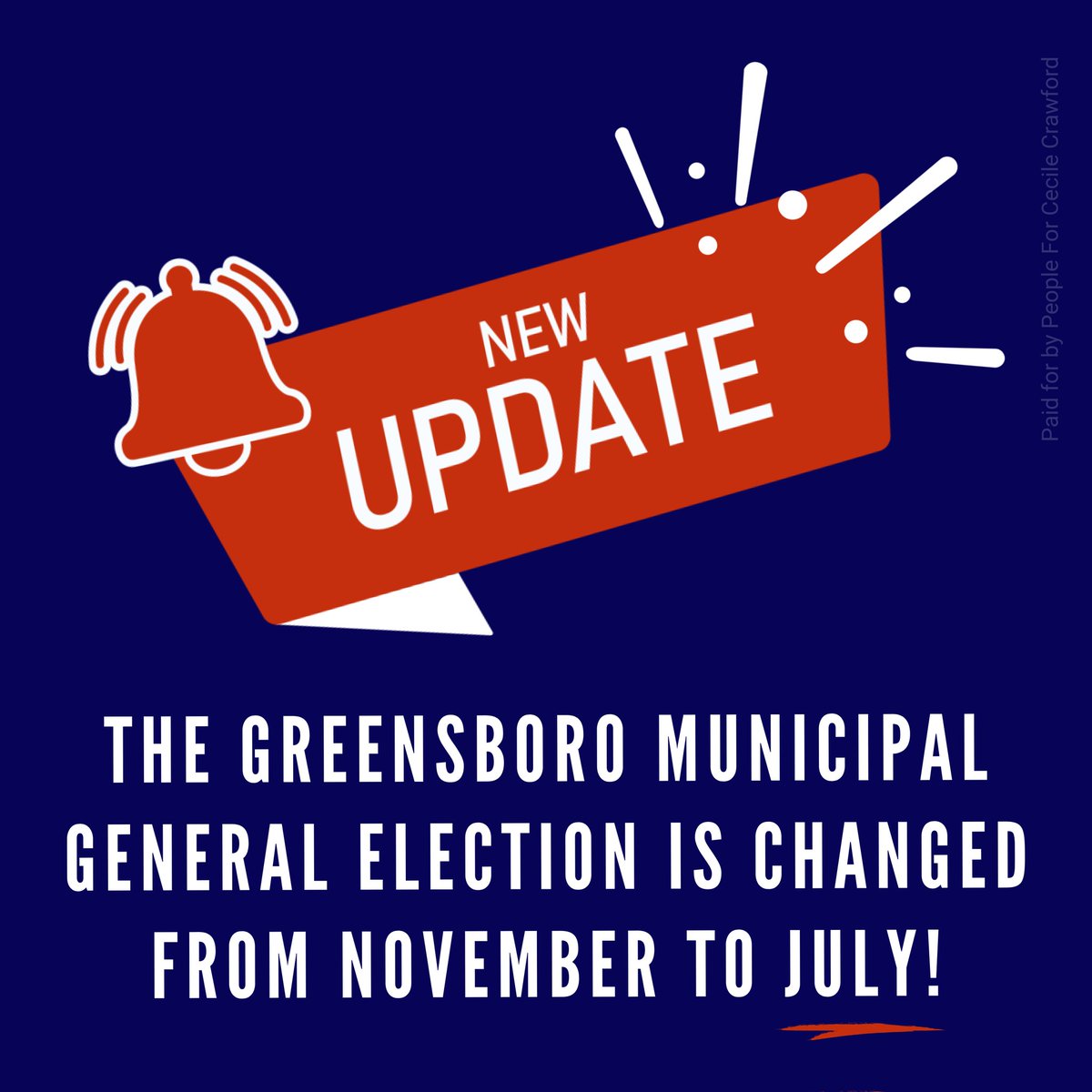 CCforNC's tweet photo. SAVE THE DATES: VOTE #CCforNC
🗓️ Source: https://t.co/31CXV3Icjp

Cecile "CC" Crawford is running for a seat on the Greensboro, NC City Council for District 2. Join Team CC to help her Put People First!
https://t.co/Esi0Xo9pCY
#PutPeopleFirst #TeamCC #NCPol https://t.co/Ni9kntsSl4