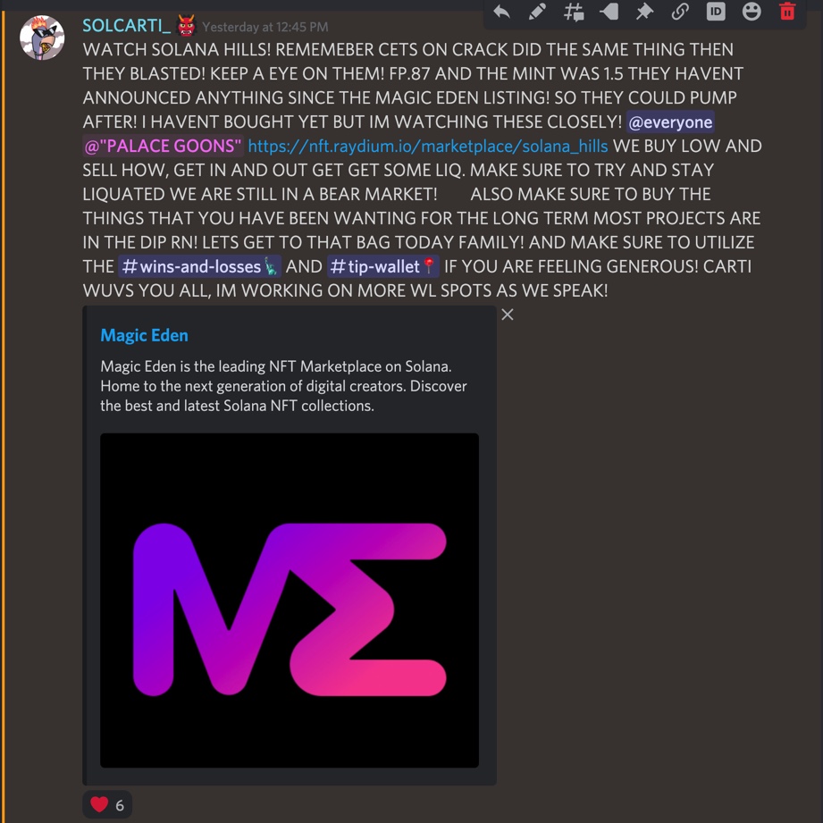 SOLCARTI_'s tweet photo. GM FRENS! JUST HERE TO REMIND YOU GUYS THAT CARTI DOES'NT MISS! I CALLED MOONDUSA AT 1.3 = FP 1.9/2... THEN CALLED SOLANA HILLS AT .8 = FP 1+ WE EAT BURGERS ALL DAY IN THE PALACE 💎👹🚀 https://t.co/AKRwlGOL3g