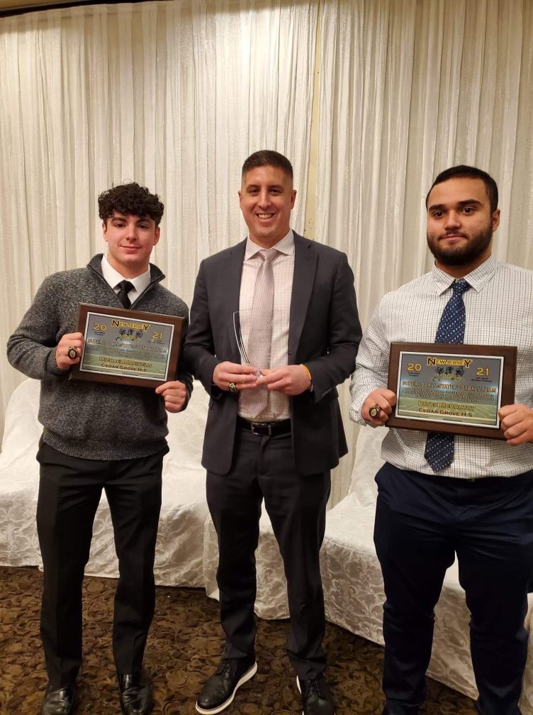 Congratulations to Mike Marinelli and Patch McCarthy who were honored today by the <a href="/NJFCA/">NJFCA</a> for their selection to the Super 100 Team. 2/100 players in the state of NJ! #PawsUp🐾 #StateChamps