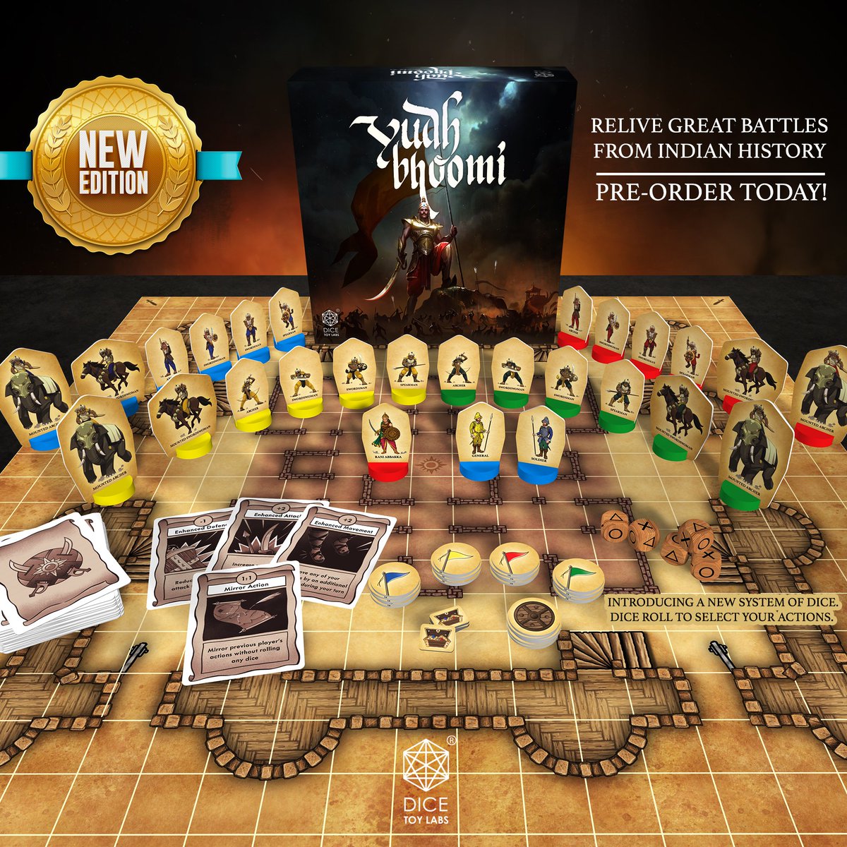 Excited to Introduce Yudhbhoomi - New Edition! 
Relive Epic Battles from Indian History!
Play 3 Thrilling Campaigns in 3 different game modes. 
This also includes a special campaign that promises an edge-of-the-seat experience!
.
#wargames #boardgames
dicetoylabs.com/products/new-y…