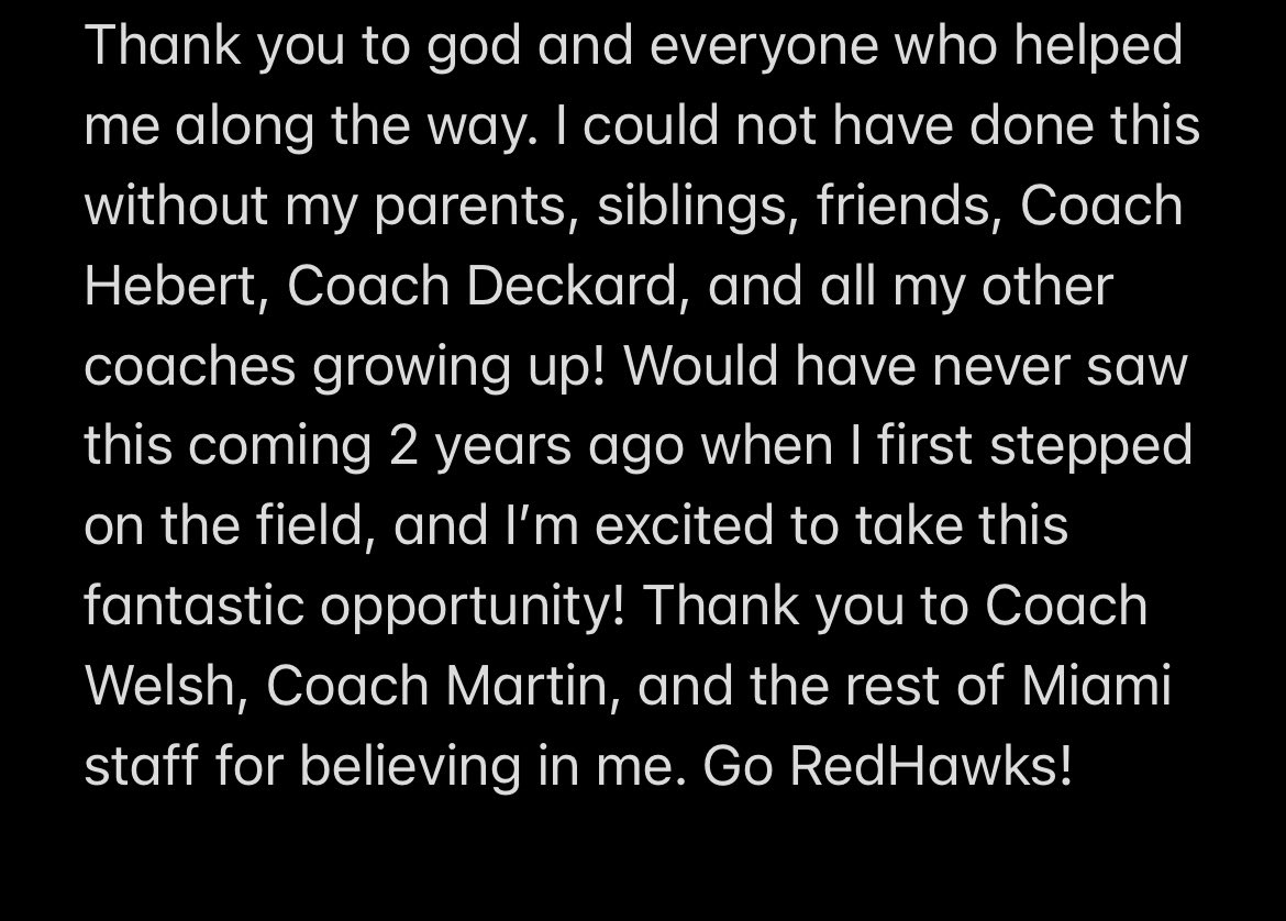 chasewbecker's tweet photo. Special thanks to @CoachWelshMiami and @Martin_Miami_HC for this opportunity! So happy to be a Redhawk! @coach_hebert https://t.co/6VBXCRIbws