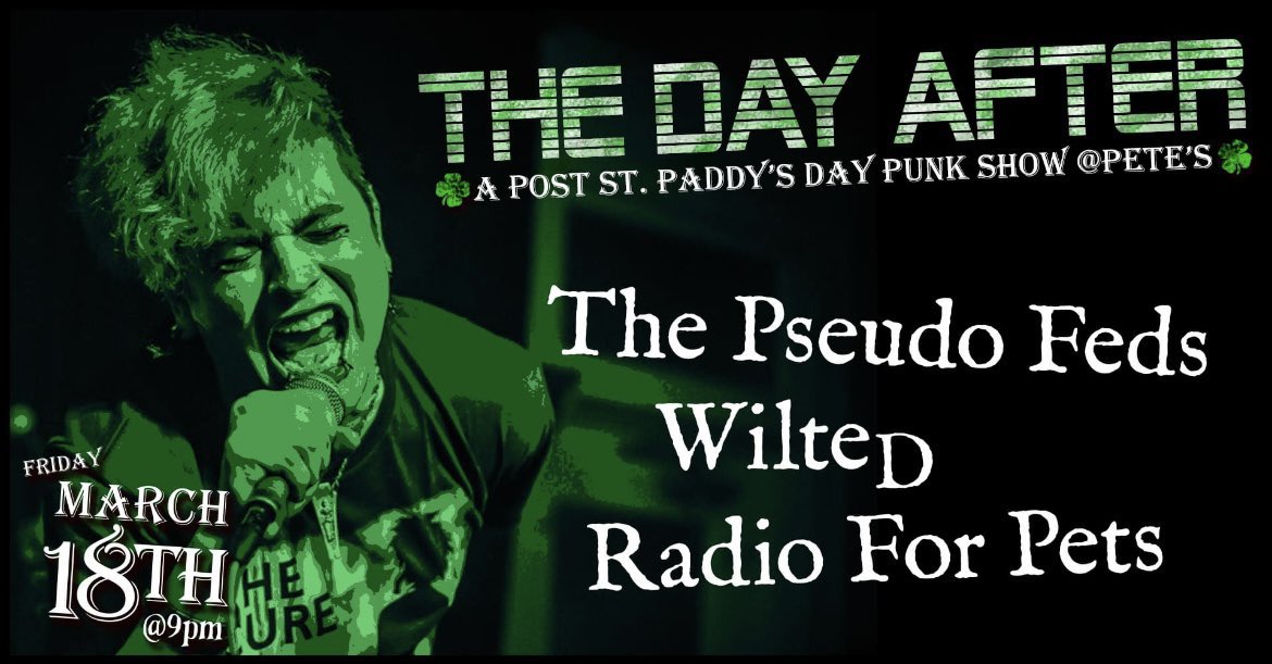 Steven’s Point we are Pete’s this Friday for a little Saint Patrick’s Day recovery!