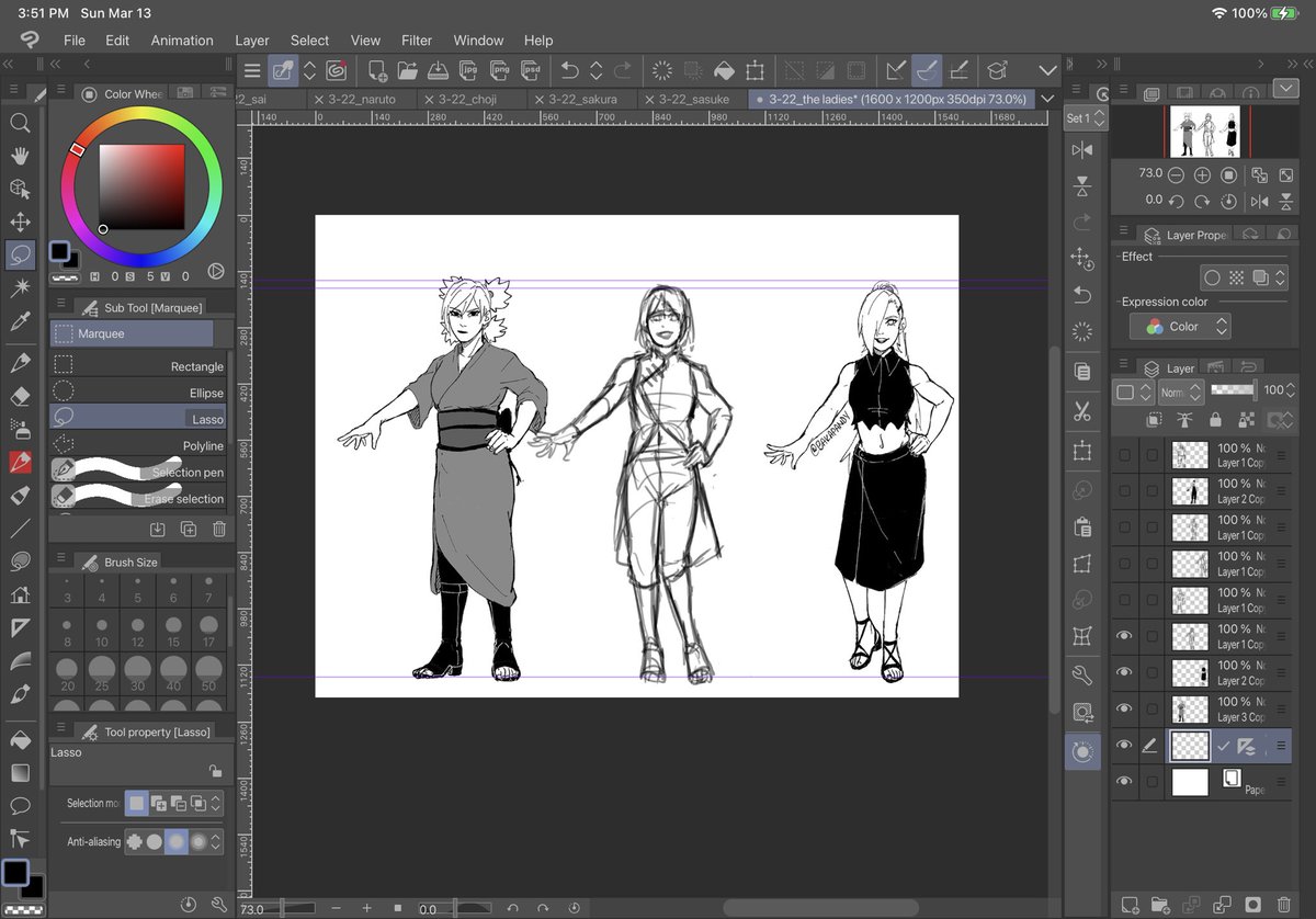 ino and sakura are the same height, Temari is 5 cm taller than them 