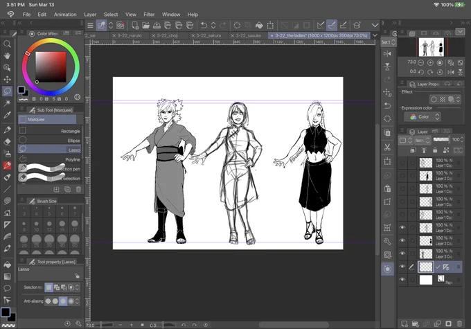 ino and sakura are the same height, Temari is 5 cm taller than them 