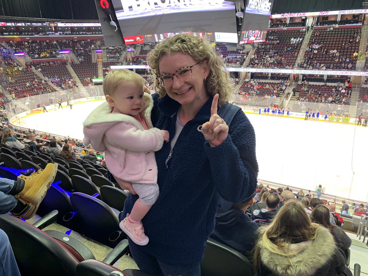 JamieKazel's tweet photo. #MonstersXV First Hockey Game.  One of us is not a fan! https://t.co/IFPXybz0b1