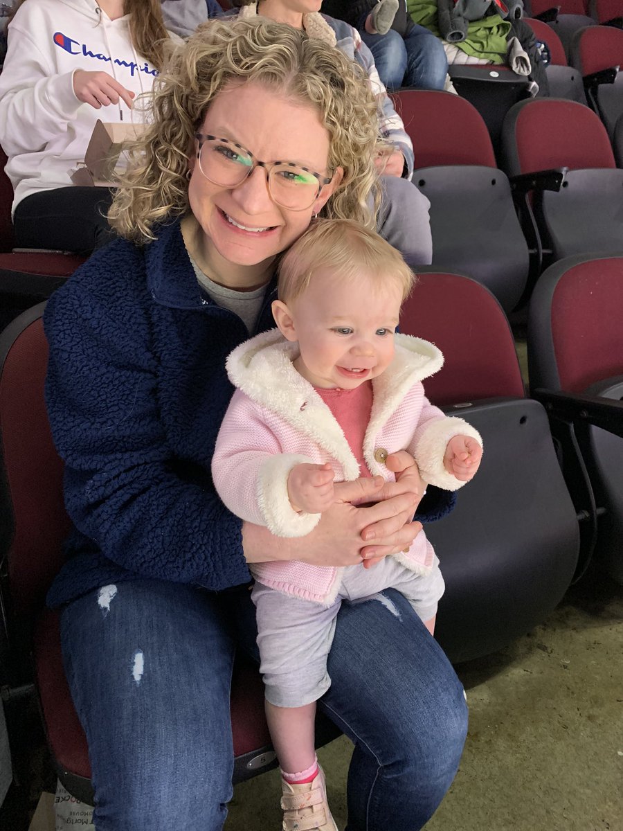 JamieKazel's tweet photo. #MonstersXV First Hockey Game.  One of us is not a fan! https://t.co/IFPXybz0b1