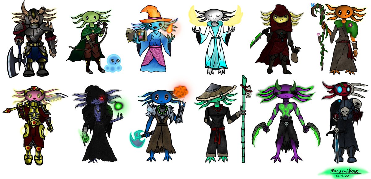 Alle 12 WoW Klassen als Axolotl (oder wie ich sie nenne Chibilotl) :D