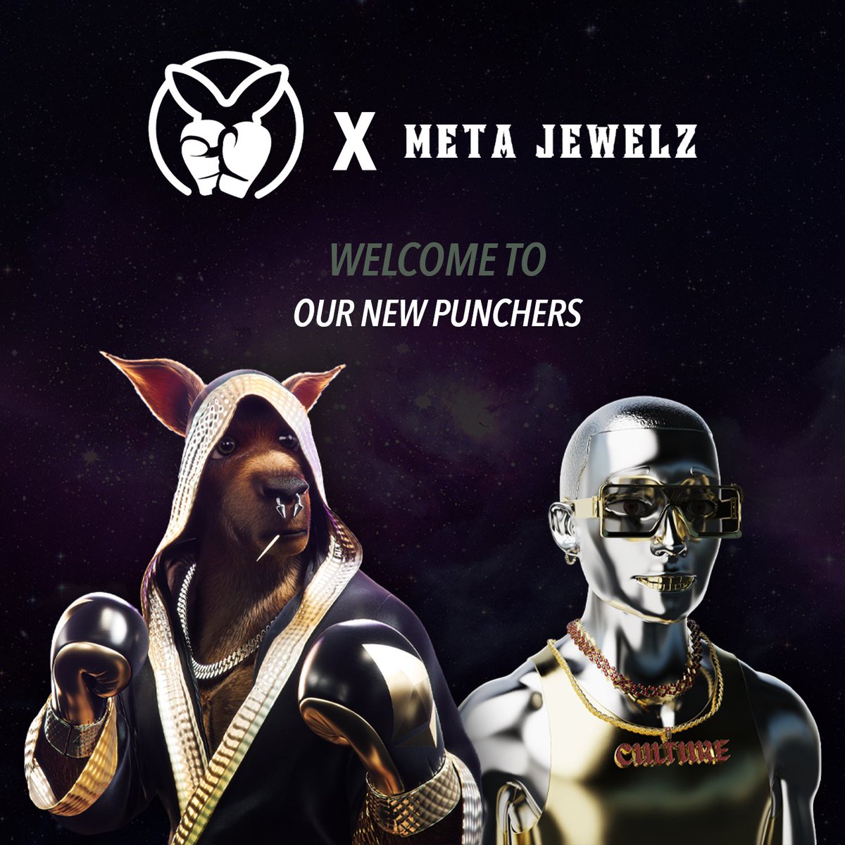 🎁GIVEAWAY🎁
We are teaming up with @punch_club_nft &amp; are giving 5 Whitelist spots!

To join:
1️⃣ Follow <a href="/metajewelz/">Metajewelz</a> &amp; @punch_club_NFT 
2️⃣ Like &amp; Retweet
3️⃣ Join discord
discord.com/invite/KS2jGN6…
discord.gg/kangaroopunchc…

Winner to be announced in 48 hours! 

#NFTGiveaway #NFT #NFTS