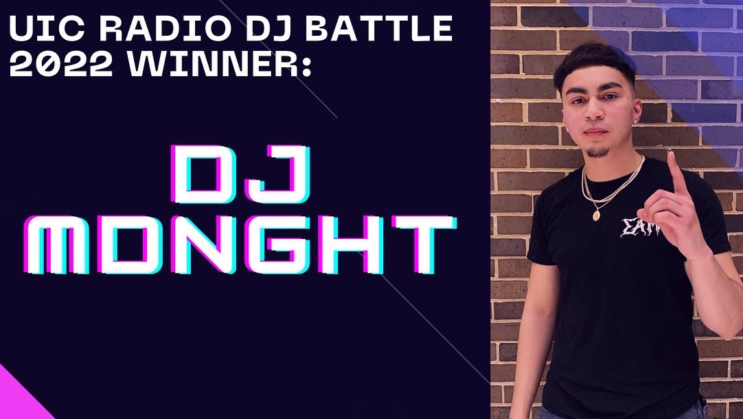 UIC Radio was so happy to host our first DJ Battle since 2019 this last Friday. Big thank you and congratulations to all the DJs 🖤 Extra big congratulations to DJ MDNGHT for the win! Missed out? Don’t worry! You can see him perform at our next Spark 🔥