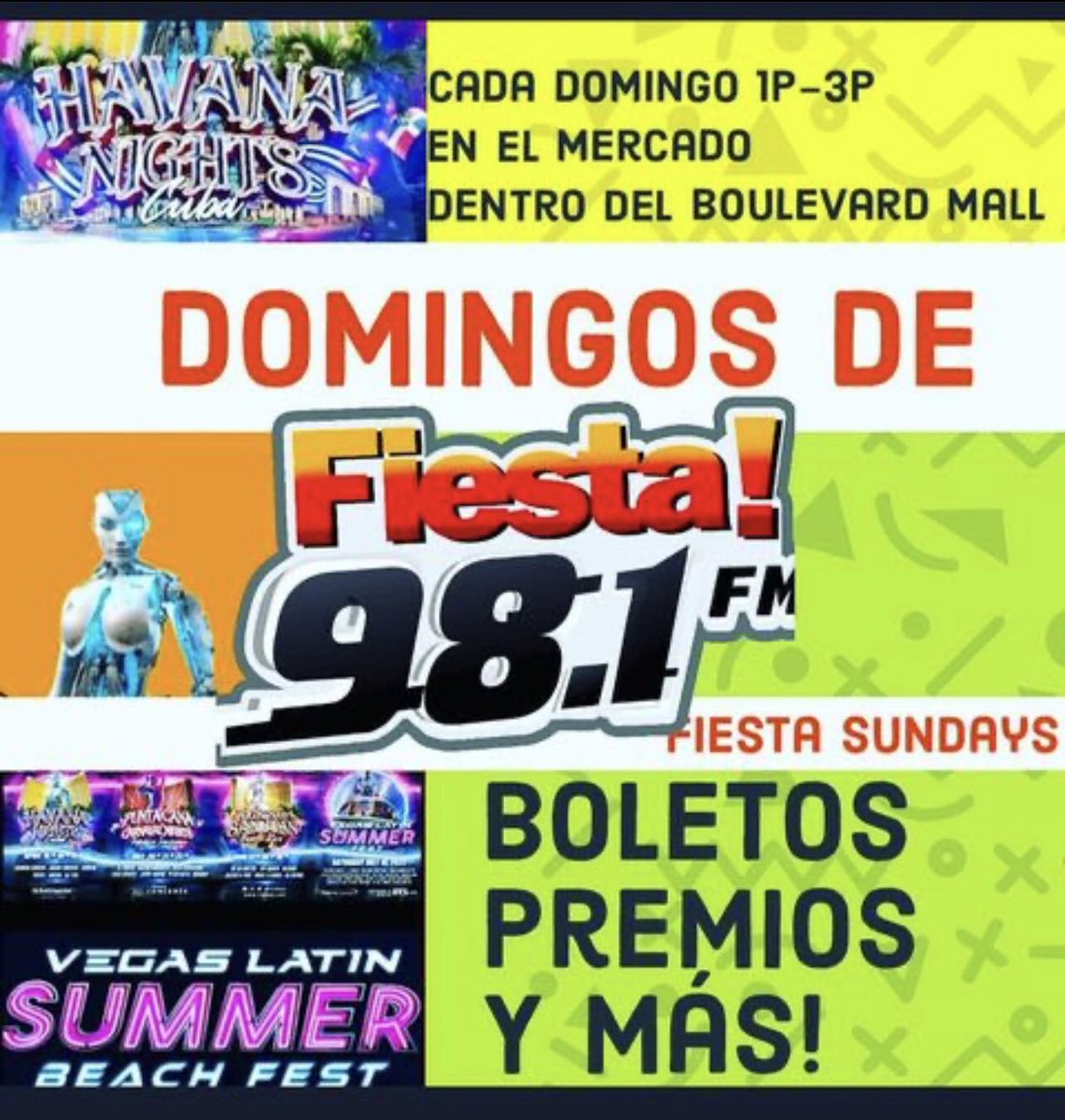 Domingos de Fiesta en El Mercado dentro del The Boulevard Mall 1p-3p hoy y cada domingo 🥳 Boletos para VLS FEST BEACH PARTY Havana Nights Cuba - SATURDAY