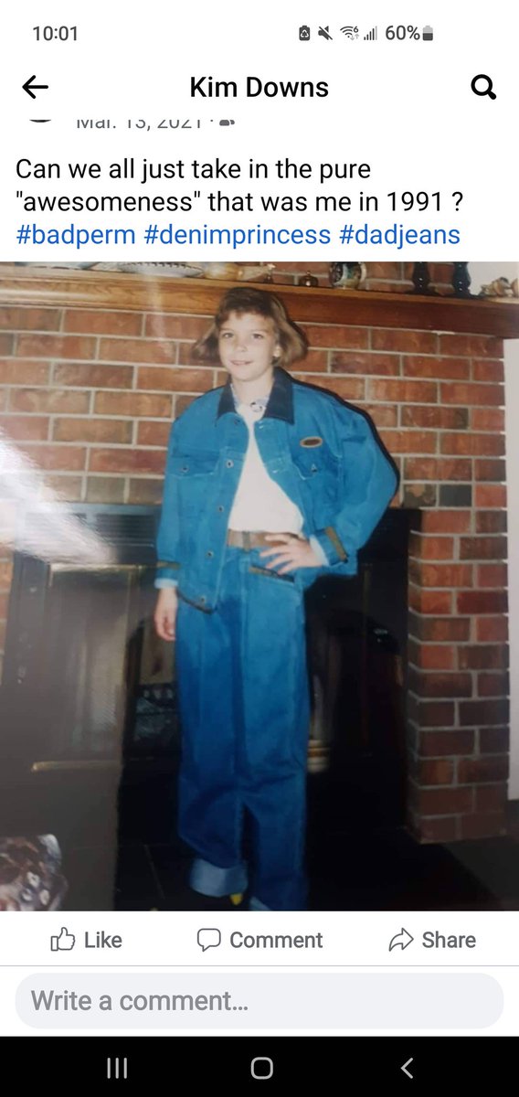 Miss_Ruthless31's tweet photo. oh man WHATS IN THE WATER now adays 🤪 this was me at 12 I think in 92' Now pre teens could get into a bar ! #awkwardyears #80sbaby #90steen #denimprincess #smalltownlife Im sure my mom get this entire outfit at the #SAAN Store or thrift shop #badfashion #badhairday https://t.co/NPmvQuIdRe