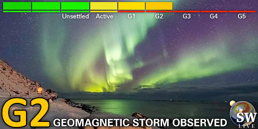 _SpaceWeather_'s tweet photo. Moderate G2 geomagnetic storm (Kp6)
Threshold Reached: 19:56 UTC
Follow live on https://t.co/Zkq26B89Y7 https://t.co/7JXOCChJP8
