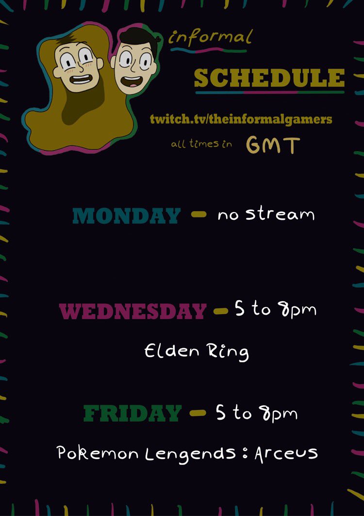 Twitch stream schedule for w.c 14.03.22 - now in portrait!! ☺️❤️