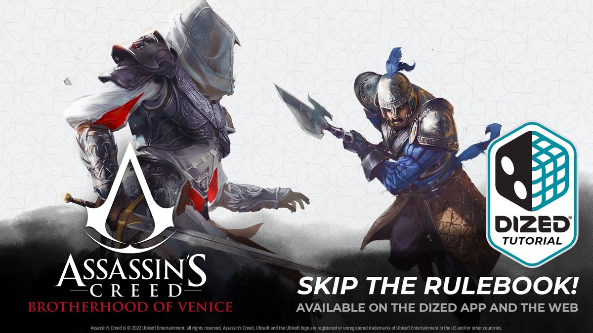 getDized's tweet image. Now on Dized - the play-along tutorial for Assassin&apos;s Creed: Brotherhood of Venice! This fantastic co-op game comes from Triton Noir and is a must have for any board game (or Assassin&apos;s Creed) enthusiast out there. Well done @CreedVenice! 

#boardgames #dized #AssassinsCreed