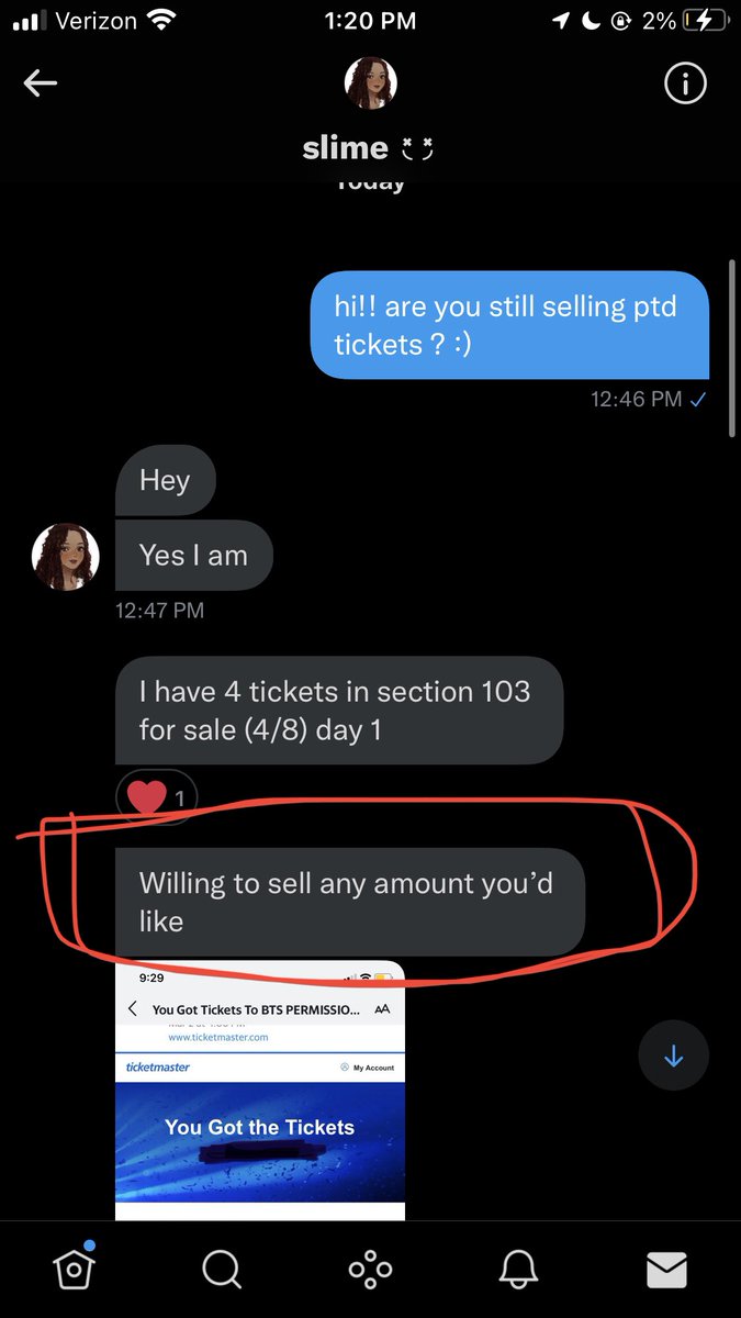 fvrain's tweet photo. scammer ‼️‼️ @/adelinalwt 

red flag 1: she said I could buy for any amount

2: her screen recording glitched when she clicked Ticketmaster and her phone had something it didn’t before. Aka she edited two recordings together!! Then she blocked me

Be careful army💜
@875tickets https://t.co/sfo6OBQ2y7