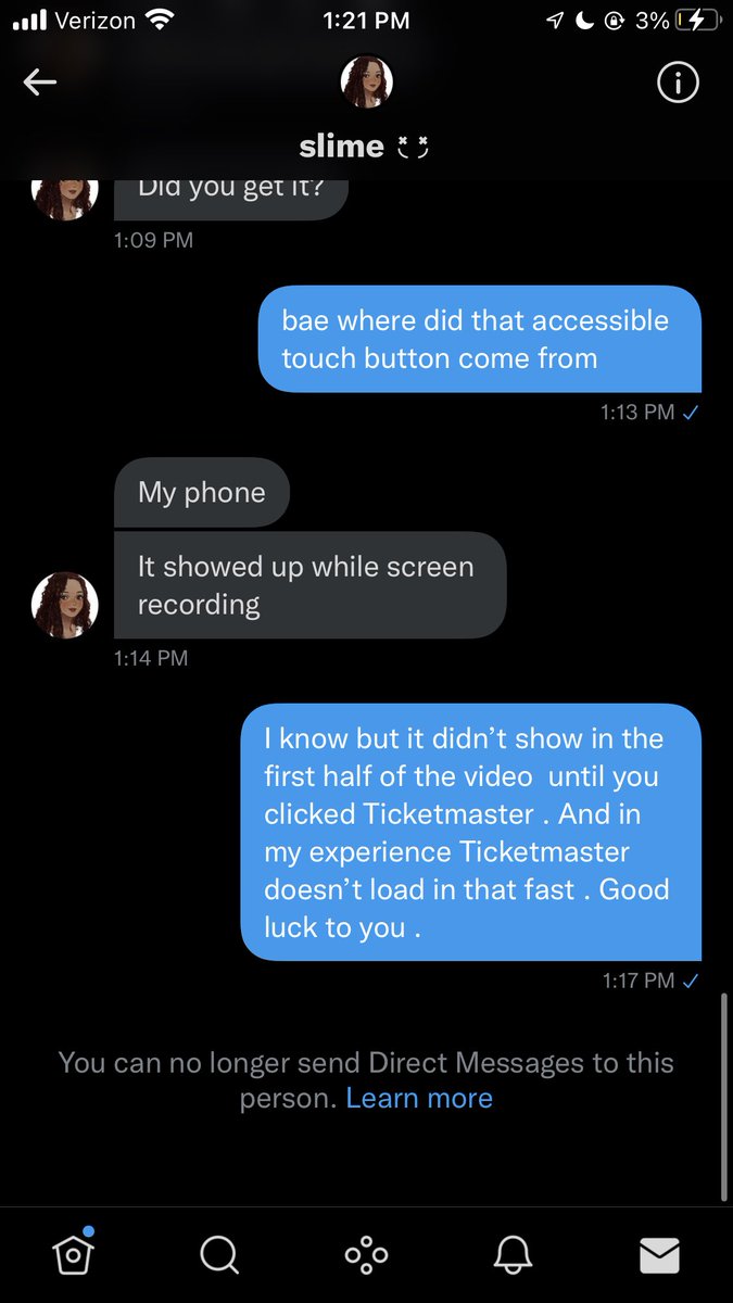 fvrain's tweet photo. scammer ‼️‼️ @/adelinalwt 

red flag 1: she said I could buy for any amount

2: her screen recording glitched when she clicked Ticketmaster and her phone had something it didn’t before. Aka she edited two recordings together!! Then she blocked me

Be careful army💜
@875tickets https://t.co/sfo6OBQ2y7