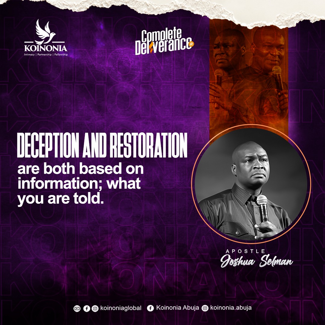AbujaKoinonia's tweet photo. #ApostleJoshuaSelman
#CompleteDeliverance2
#StructureAndOperationOfSatan
#KoinoniaAbuja
#KoinoniaGlobal https://t.co/CmbCOuF1SI