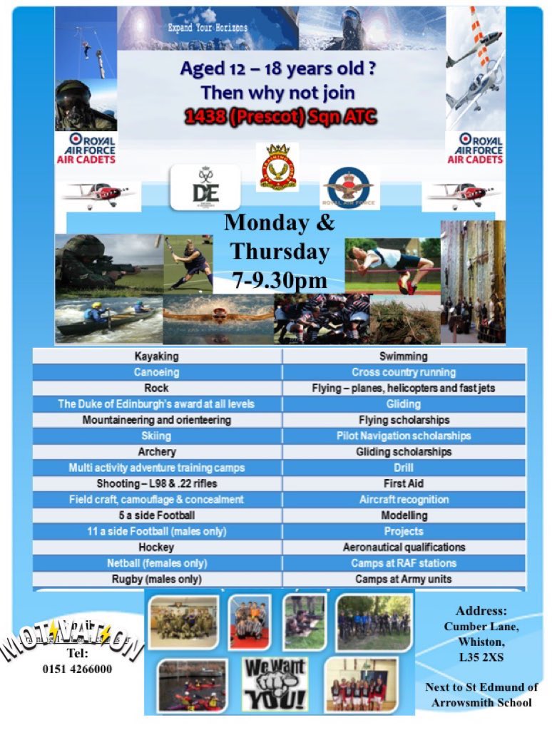 1438 PRESCOT SQN (@1438prescotsqn) on Twitter photo Come and give RAF Air Cadets a go! #aviation #adventure #fun
Prescot SQN taking new members now.
<a href="/WhatsOnKnowsley/">What's on Knowsley</a> <a href="/EchoWhatsOn/">What's On Liverpool</a> <a href="/whatsonsthelens/">Whats On in StHelens</a> <a href="/KnowsleyPlaces/">Knowsley PlacesToGo</a> <a href="/ExploreLpool/">Explore Liverpool</a> <a href="/KnowsleyCouncil/">Knowsley Council</a> <a href="/lpoolcouncil/">Liverpool City Council</a> <a href="/sthelenscouncil/">St Helens Borough Council</a> <a href="/PrescotTown/">Prescot Town Centre</a> Come and give RAF Air Cadets a go! #aviation #adventure #fun
Prescot SQN taking new members now.
<a href="/WhatsOnKnowsley/">What's on Knowsley</a> <a href="/EchoWhatsOn/">What's On Liverpool</a> <a href="/whatsonsthelens/">Whats On in StHelens</a> <a href="/KnowsleyPlaces/">Knowsley PlacesToGo</a> <a href="/ExploreLpool/">Explore Liverpool</a> <a href="/KnowsleyCouncil/">Knowsley Council</a> <a href="/lpoolcouncil/">Liverpool City Council</a> <a href="/sthelenscouncil/">St Helens Borough Council</a> <a href="/PrescotTown/">Prescot Town Centre</a>
