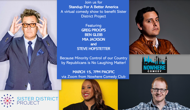 NowhereComedy's tweet photo. TONIGHT at #NowhereComedy, @SisterDist_PDX and @SDP_CA14 come together to host Standup for A Better America! Join @GregProops, @bengleib, @miacomedy, and @SteveHofstetter for a great time and support @Sister_District while you're at it. RSVP at https://t.co/FHDRyy6FO9! https://t.co/nfUUYA7VmM