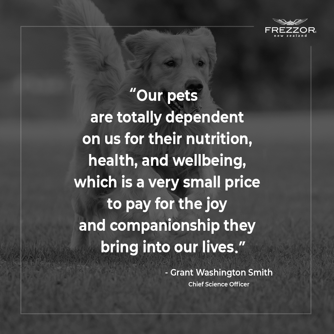 FREZZOR's tweet photo. “Our pets are totally dependent on is for their nutrition, health, and wellbeing, which is a very small price to pay for the joy and companionship they bring into our lives.” – Grant Washington-Smith, FREZZOR Chief Science Officer

#FREZZOR #NewZealand #NutritionWithIntegrity https://t.co/aY9cJKNsfe