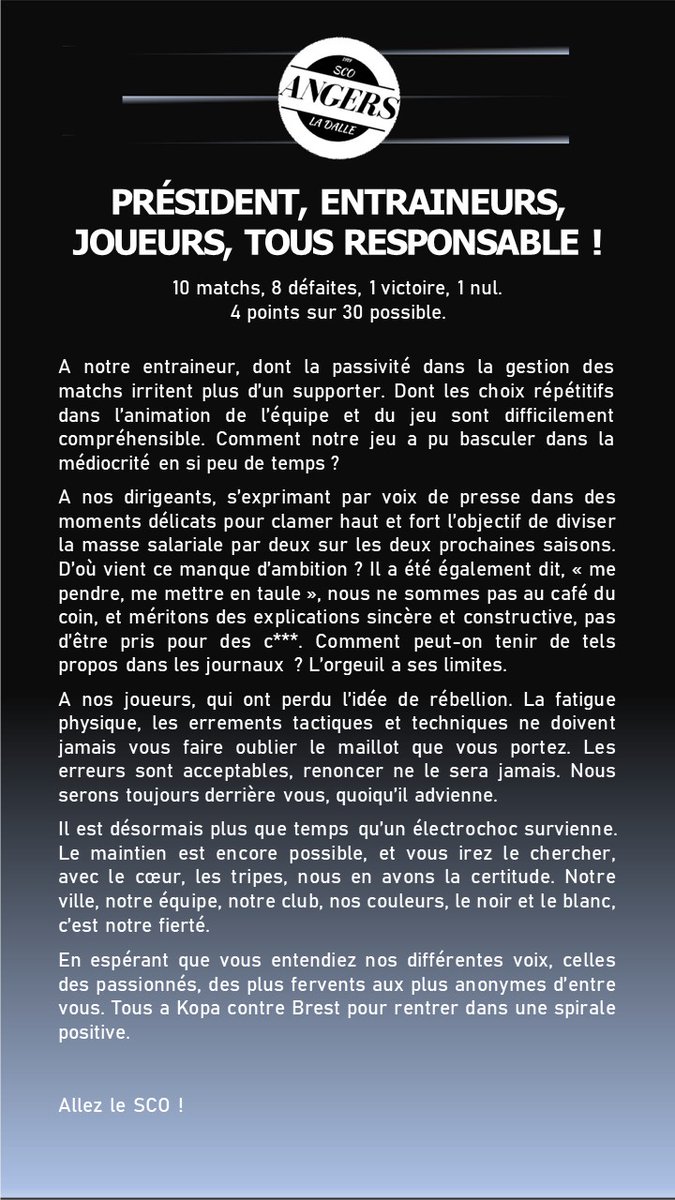 LeScoiste's tweet photo. PRESIDENT, ENTRAINEURS, JOUEURS, TOUS RESPONSABLE ! https://t.co/lGe9mtCRlY