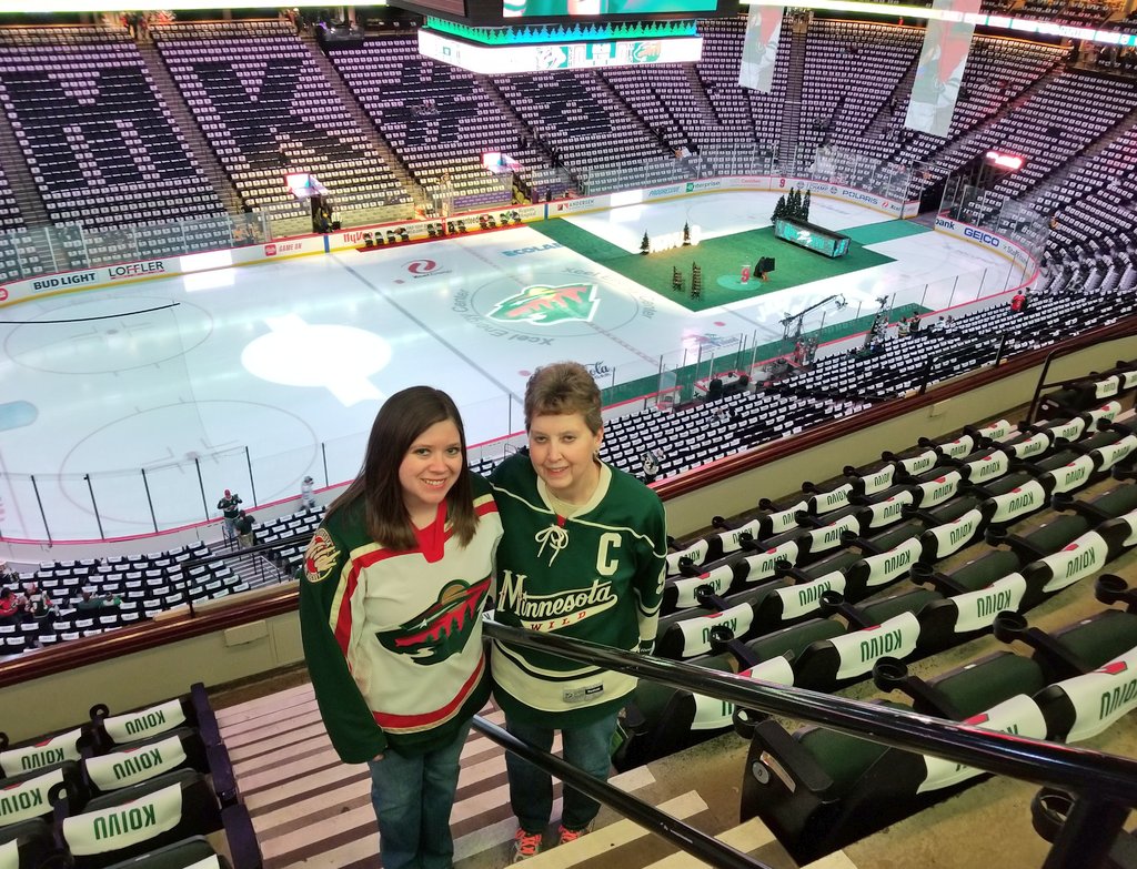 hlrule's tweet photo. I live here now. 😊
But, #NotWorkingToday. Here for #MyMikko night with @barb_rule and twitterless dad.
#9forAllTime #mnwild https://t.co/tPOvYE63cZ