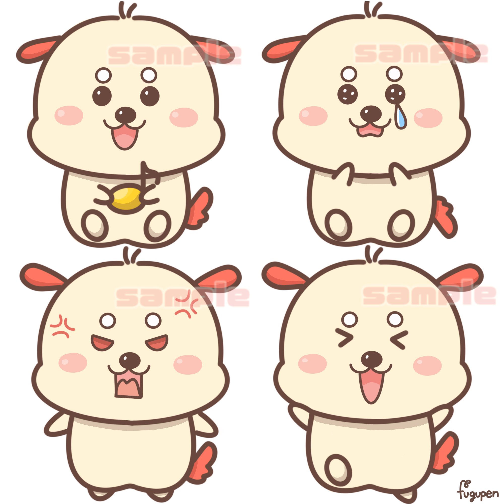 ふぐぺん デザイナー おはようございます こちらは ご要望をもとに作成させていただいた犬のキャラクターで 通常 泣き顔 怒り 顔 嬉しい顔の４種類を描かせていただきました ご依頼ありがとうございました アイコン依頼 絵描きさんと繋がりたい