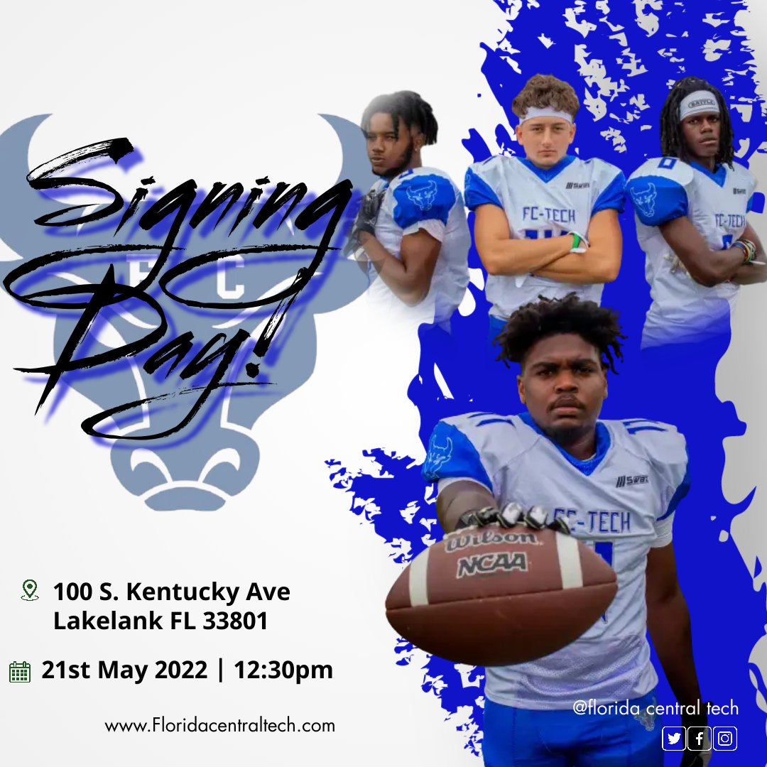 Florida Central Tech Media (@bullsmediapage) on Twitter photo Mark you're calendar for Signing day!!! Welcoming in our new freshman!! <a href="/wright_woody/">Coach Woody</a> <a href="/CoachTaylorFCT/">Coach Taylor</a> <a href="/JeffHarris5050/">Jeff Harris</a> <a href="/fctechfootball/">FCTECHFOOTBALL-COACH SMITH-MS</a> <a href="/FloridaCentral5/">Florida Central Tech Football</a> Mark you're calendar for Signing day!!! Welcoming in our new freshman!! <a href="/wright_woody/">Coach Woody</a> <a href="/CoachTaylorFCT/">Coach Taylor</a> <a href="/JeffHarris5050/">Jeff Harris</a> <a href="/fctechfootball/">FCTECHFOOTBALL-COACH SMITH-MS</a> <a href="/FloridaCentral5/">Florida Central Tech Football</a>