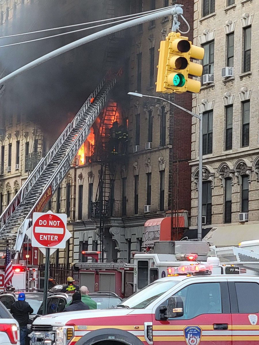 pierregooding's tweet photo. A huge fire has broken out on 142nd and Lenox.  Our thoughts and prayers are with the affected families Photo Credit: @JamesFeltonKei1 https://t.co/QA0Gqwjxwh