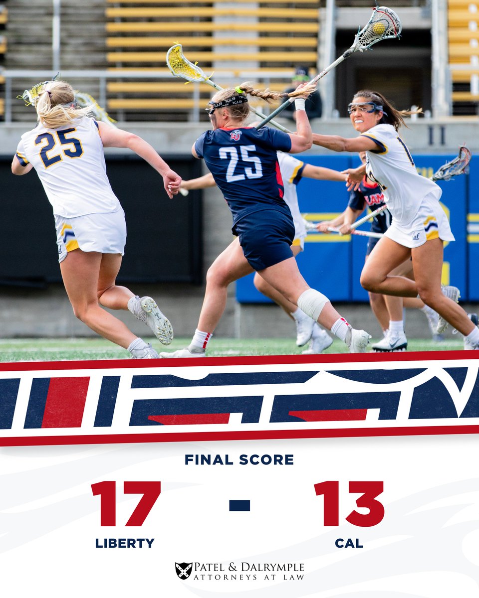 Golden State W ✅

Liberty defeats Cal 17-13 on the road, Sunday afternoon. 

Final score presented by Patel &amp; Dalrymple: pdlaw.us

#Team10 #RiseWithUs #ASUNWLAX