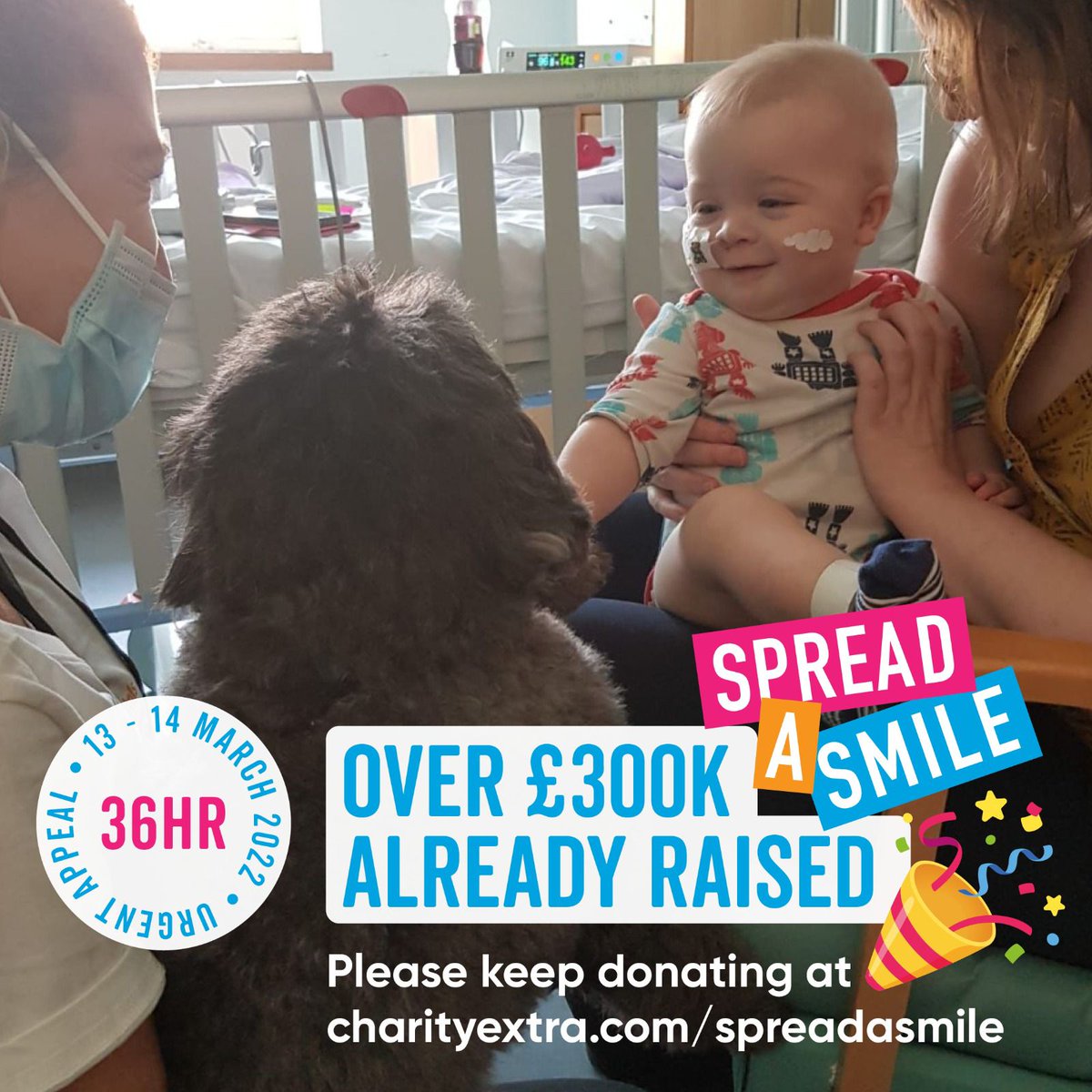 We've raised £300k!!! Thank you everyone. But we've still got a long way to go to get to our target so please keep giving 🙏 so we can keep supporting those children who need us. And every pound you give will be doubled until 10pm on Monday charityextra.com/spreadasmile/5…