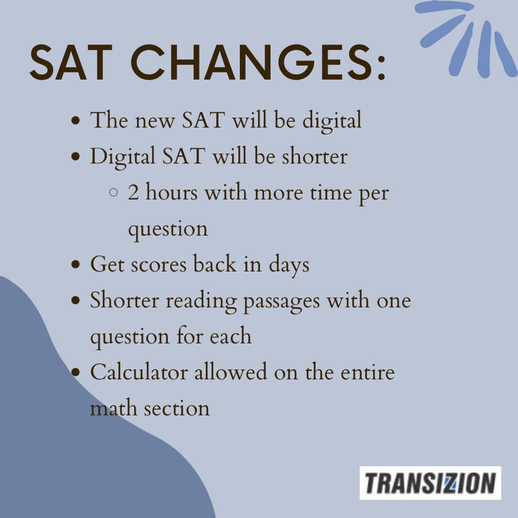 Transizion_'s tweet image. How is the SAT changing? #sat #satchanges #collegeboard