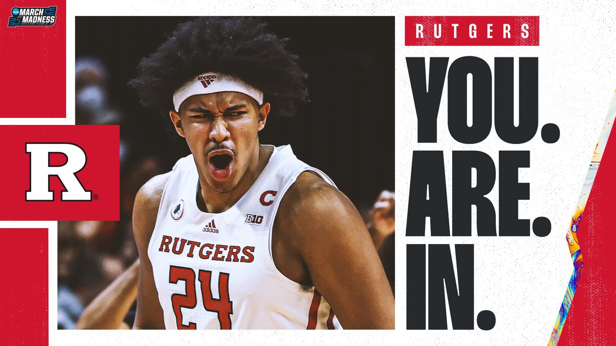 NCAA March Madness (@marchmadnessmbb) on Twitter photo Rutgers - YOU'RE IN! 🕺
Welcome to #MarchMadness, <a href="/RutgersMBB/">Rutgers Men’s Basketball 🏀</a>! #SelectionSunday Rutgers - YOU'RE IN! 🕺
Welcome to #MarchMadness, <a href="/RutgersMBB/">Rutgers Men’s Basketball 🏀</a>! #SelectionSunday