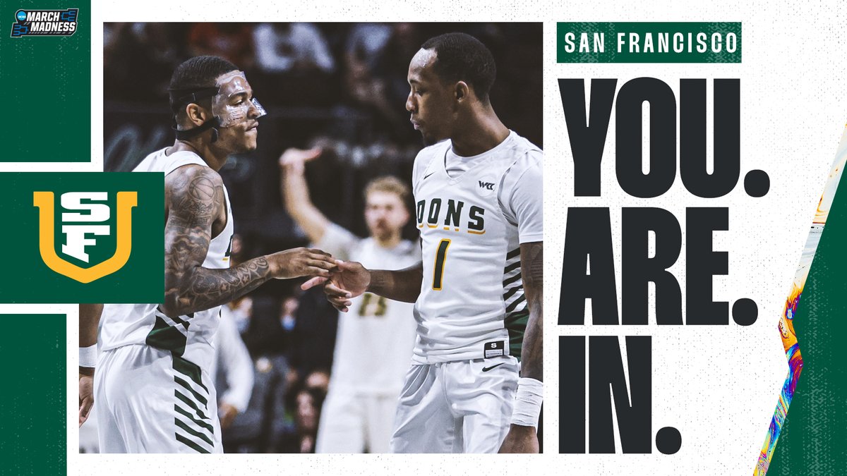 San Francisco - YOU'RE IN! 🕺

Welcome to #MarchMadness, <a href="/USFDonsMBB/">San Francisco Men's Basketball</a>! #SelectionSunday