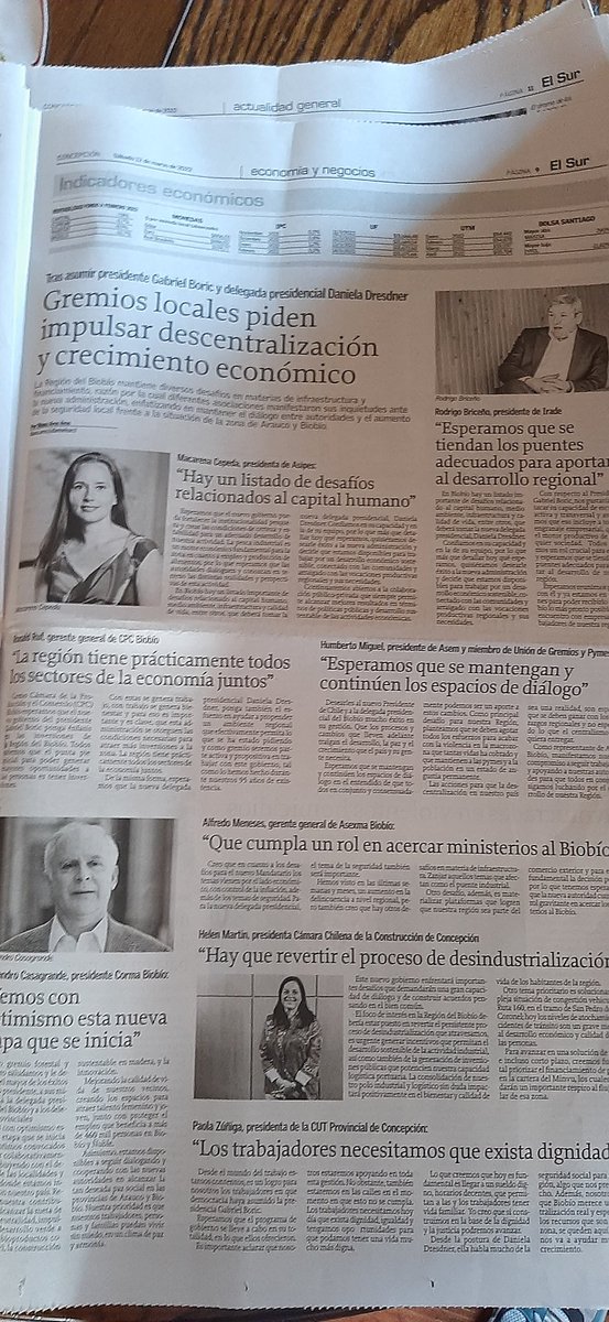 Ayer <a href="/elsurcl/">Diario El Sur</a> publico la mirada de los distintos gremios del #biobio y ninguno habla del capital intelectual de la región.