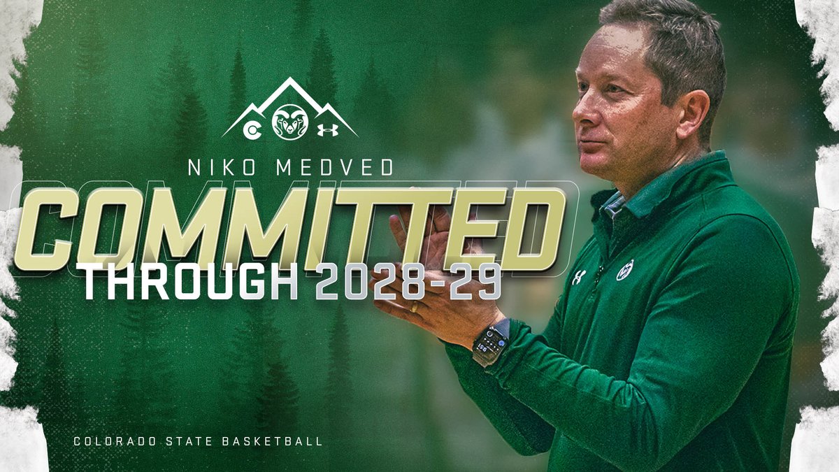 CSUMBasketball's tweet photo. Our guy through 2029 🤝

📝 https://t.co/QCaKwXLXbf

#TeamTogether x @coachNikoMedved https://t.co/RwK82cnYmf