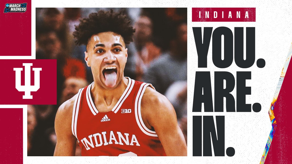Indiana - YOU'RE IN! 🕺

Welcome to #MarchMadness, <a href="/IndianaMBB/">Indiana Basketball</a>! #SelectionSunday