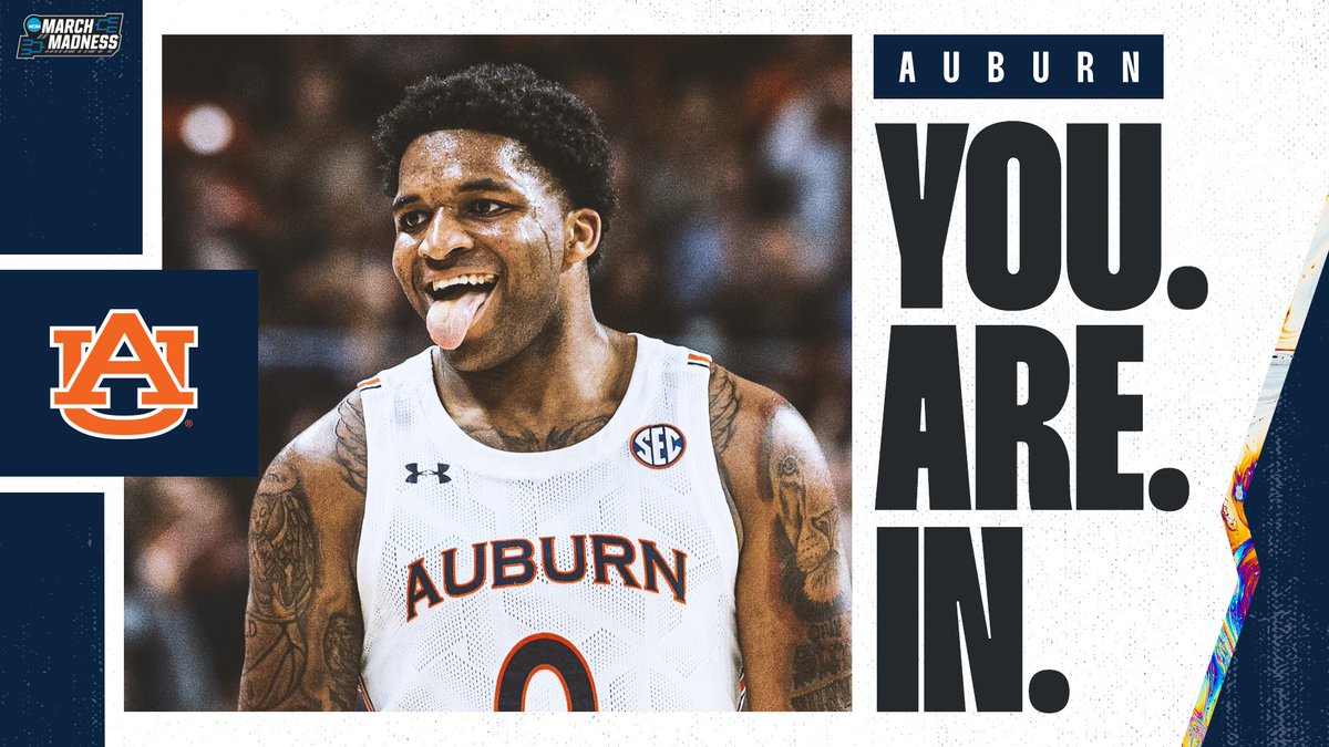 MarchMadnessMBB's tweet photo. Auburn - YOU'RE IN! 🕺

Welcome to #MarchMadness, @AuburnMBB! #SelectionSunday https://t.co/UPt18PossS