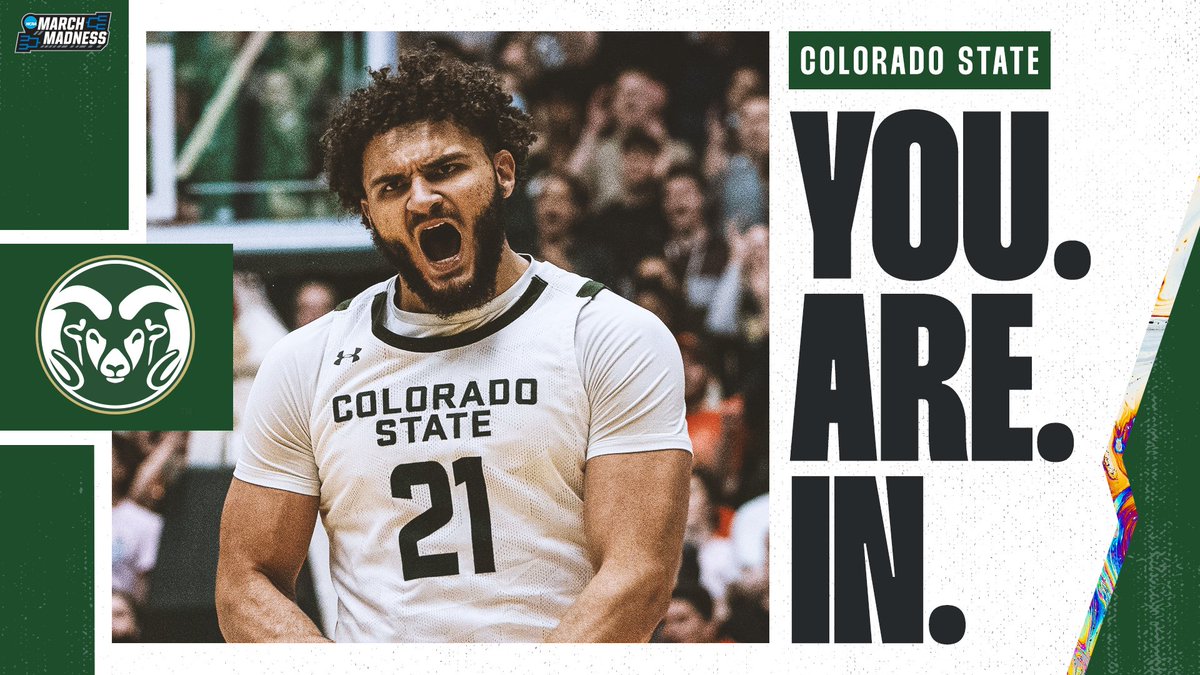 Colorado State - YOU'RE IN! 🕺

Welcome to #MarchMadness, <a href="/CSUMBasketball/">Colorado State Men’s Basketball</a>! #SelectionSunday