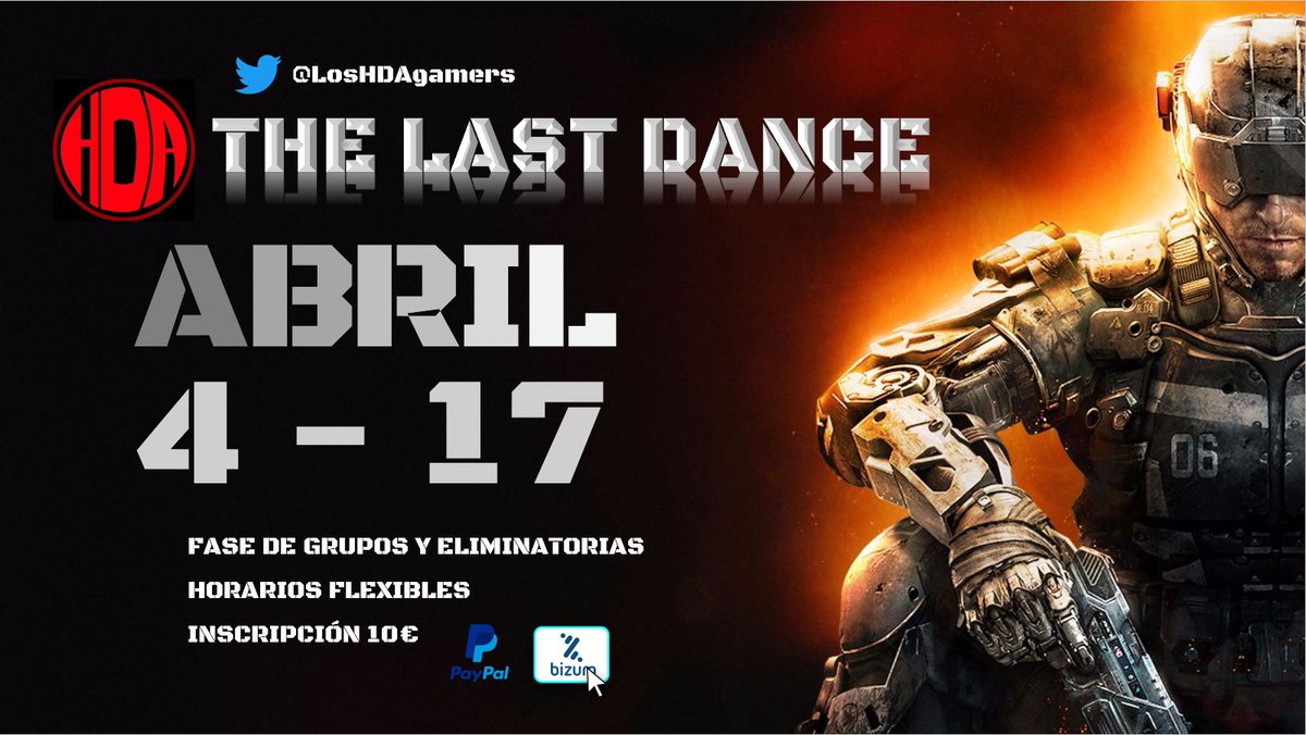 MagikXarlio's tweet photo. ULTIMO TORNEO DE BLACK OPS 3 DEL CANAL!!

-10€ INSCRIPCIÓN EQUIPO
-MINIMO DE 4 PARTIDOS GARANTIZADOS
-ELIMINATORIAS CASTEADAS
-HORARIOS FLEXIBLES

PARA HACER EL PAGO DE LA INSCRIPCIÓN O MAS INFORMACIÓN MD

PIDO RT DE TODOS NUESTROS SEGUIDORES PARA MAXIMA DIFUSIÓN DEL TORNEO https://t.co/Voqhhn31ZS