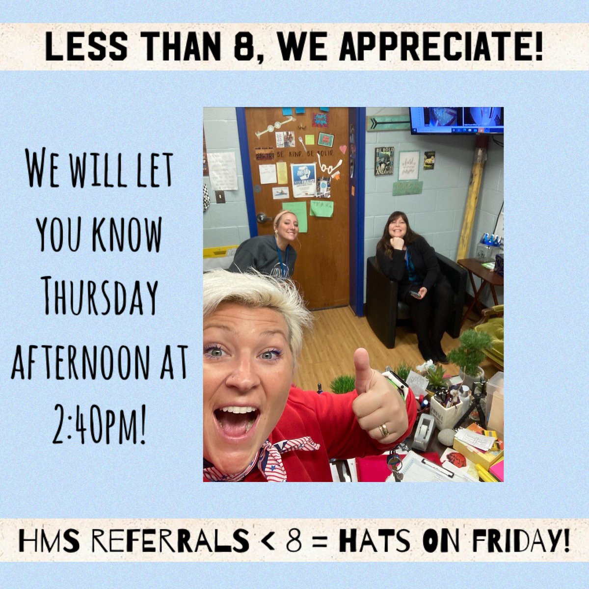 HMSIndians's tweet image. Now that the counselors visited all grades, we know our HMS Motto &amp;amp; Mission,let’s Encourage, Uplift, &amp;amp; Inspire! We are HMS Champions &amp;amp; KNOW what we stand for! Let’s rock this wk &amp;amp;🤞🏾for hats on Friday! 😉 #ccsdtn #inyourcorner #RespectfulLanguage #BetterTogether #PushItToTheLimit