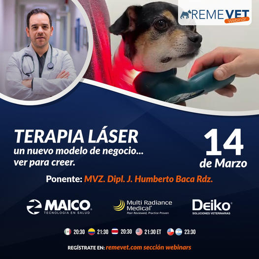 SQUENDA's tweet photo. 💻Terapia Láser- Un nuevo modelo de negocio... ver para creer.  
👤M.V.Z. Dipl. J. Humberto Baca Rdz. 
📅 lunes 14 de marzo 8:30pm (MX)
😊Organiza: #MAICO #DEICO
📺Transmite: @remevet 
🔗Registro: https://t.co/TSskGvMjDr 
#EventoVeterinario #MVZ #AlianzaSquenda https://t.co/LDDhz3IO10