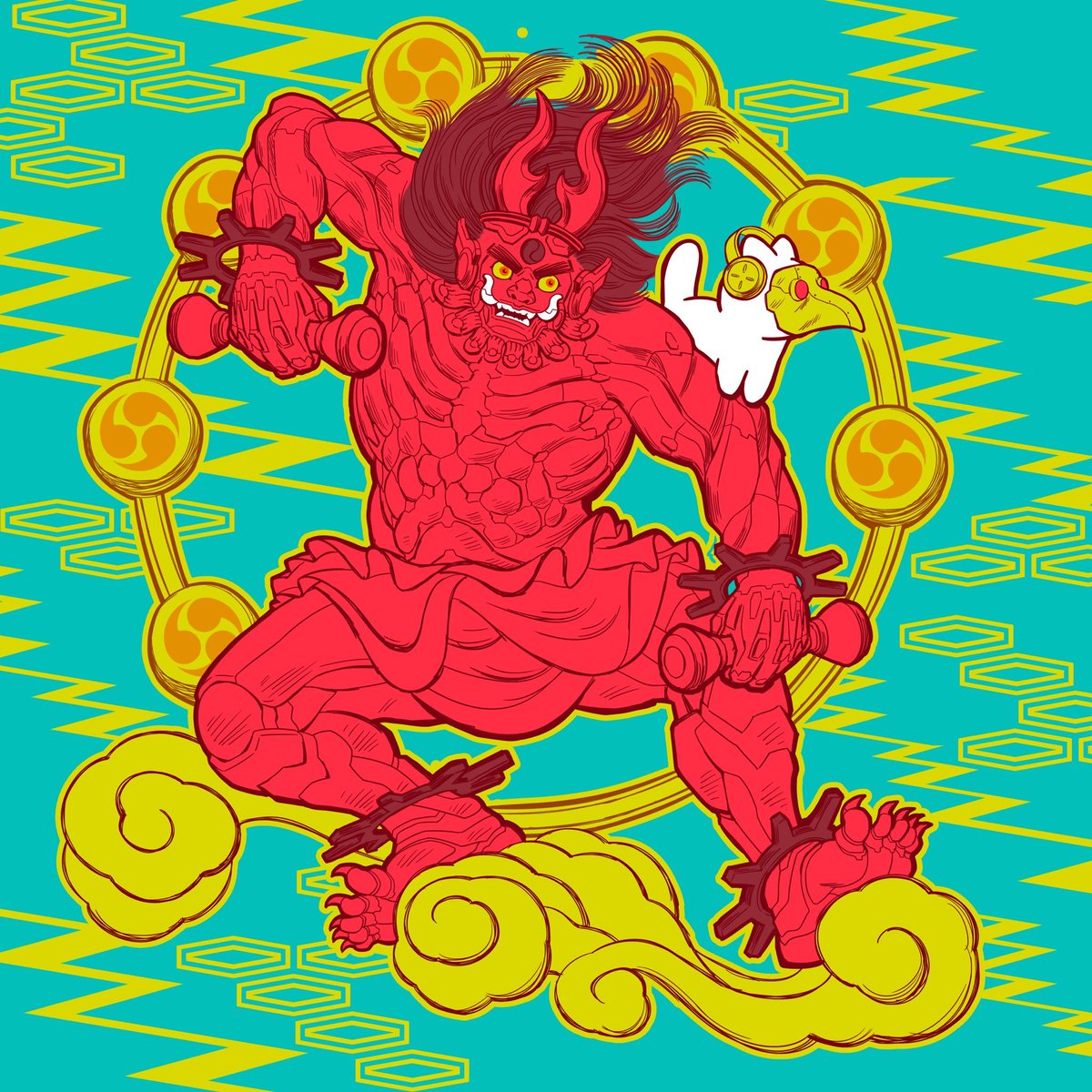 Strawberrywtf's tweet photo. Love this @NekoCoreNFT x @0n1Force piece by @theJedHenry, one of my favorite artist!

On the right, one of his first pieces, where he combines traditional Japanese woodblock printing with video game characters (Mario Bros.) and has a documentary called Ukiyo-e Heroes!

❤️ https://t.co/80HvvZ8fgJ