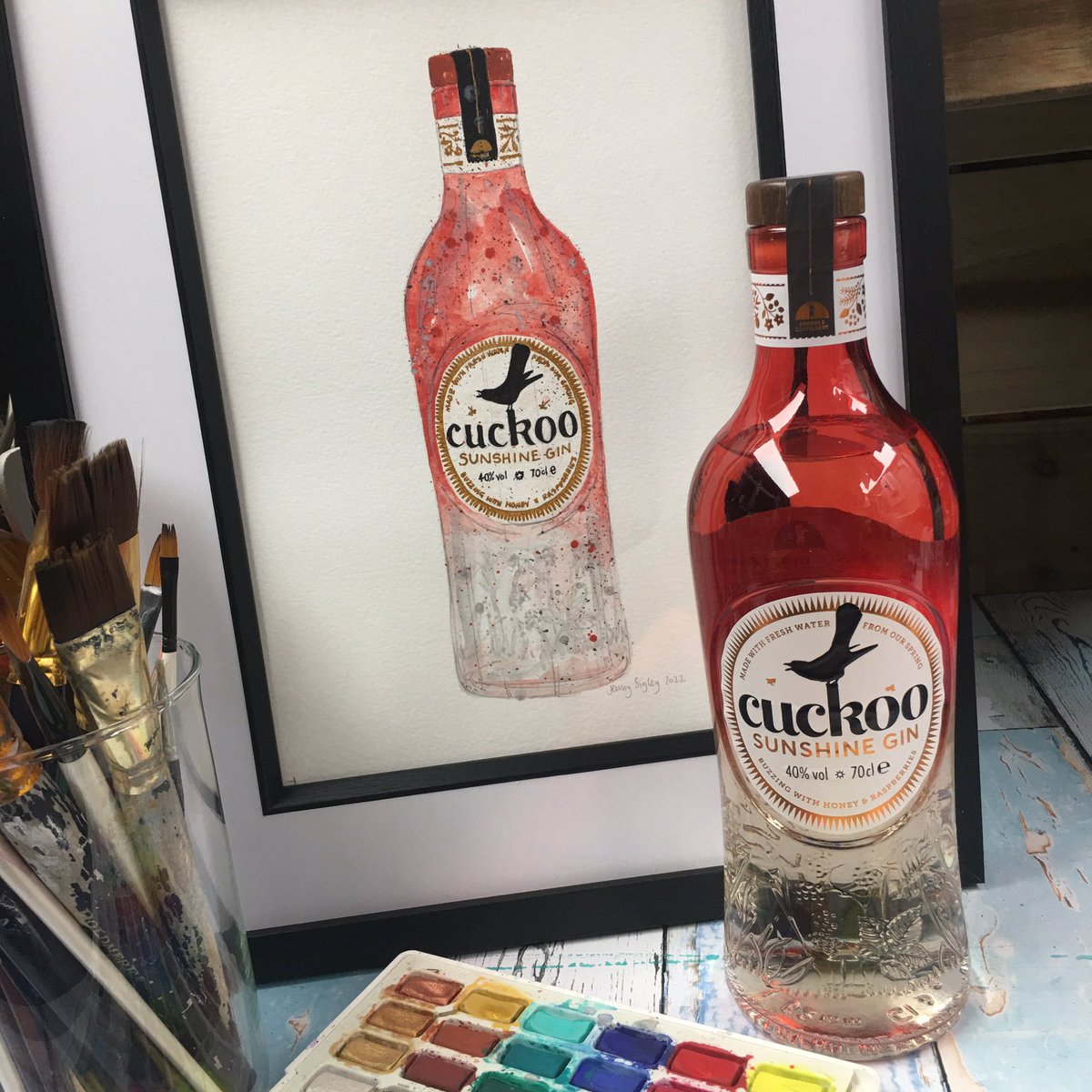 GreyShedDesigns's tweet photo. Final images of the paintings for @BrindleDistill for their @CuckooGin #gin #distillery #painting https://t.co/qnqTyY66SN