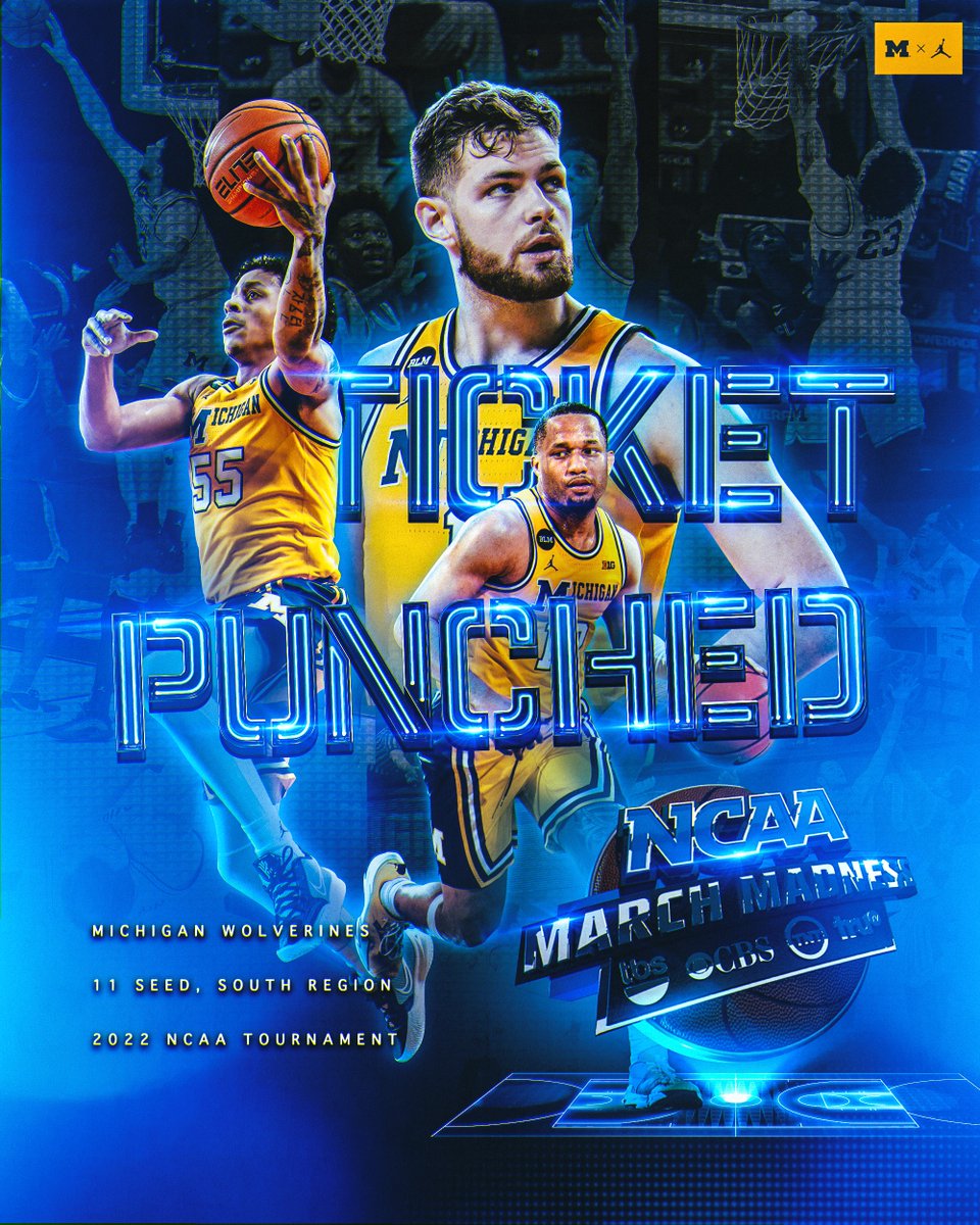 umichbball's tweet photo. TICKET. PUNCHED. We’re NCAA Tournament bound!

〽️🏀 | #GoBlue | #ForCompetitorsOnly https://t.co/7Z6TyOKECM