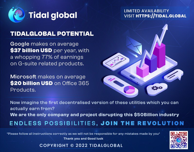 TidalGlobal's tweet photo. If you're looking for a reason to get into Tidal Global, there's no better one than this!

https://t.co/NcSeekhkgm

#matic #polygon #dapp #eth #bnb #btc #productivity #nft #data #disruption https://t.co/Ke7b4RlkAZ
