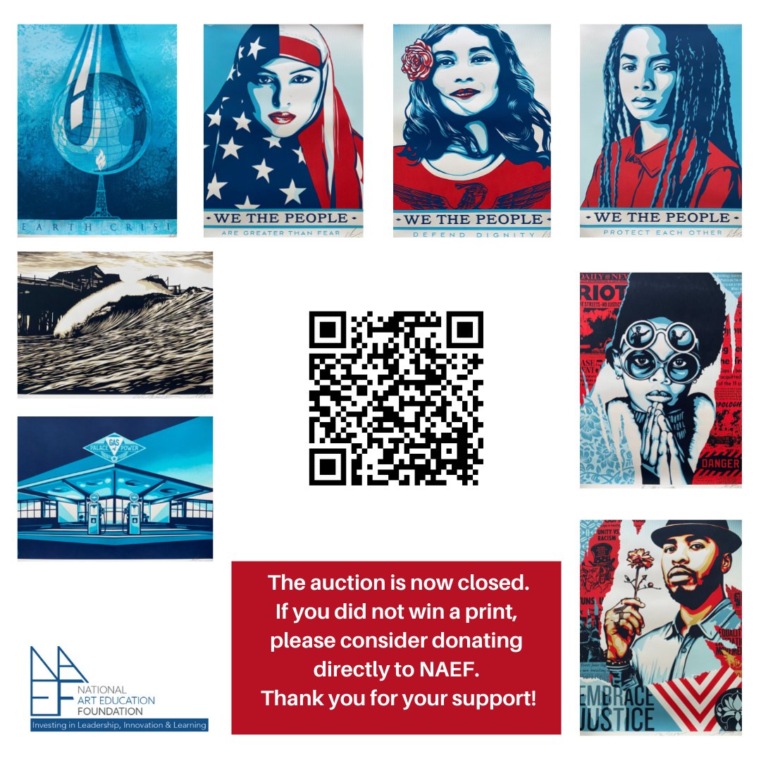 Thank you Nicholas Bowers and Shepard Fairey @obeygiant for their generous gift that made the recent NAEF online silent auction a success! #K12ArtChat #arted #artsed Missed it? Consider a donation to NAEF as it supports grants for <a href="/NAEA/">NAEA</a> members. arteducators.org/opportunities/…