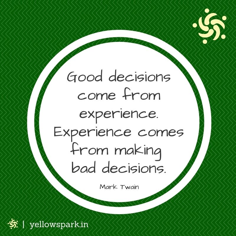 YourYellowSpark's tweet photo. Today's thought - "Make bad decisions"

Take calculated risks, own up to them, learn from them; that's how we gain experience. 

P.S. Of course don't make mistakes intentionally :)

#MondayMotivation #BePositive #Growthmindset https://t.co/7AvyitK7mt