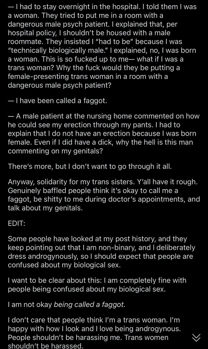 This is so horrifying and frustrating. I don’t know how anyone can read something like this and not see how transphobia actually hurts all women. It’s genuinely baffling.